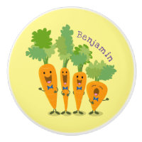 Cute singing carrot quartet cartoon illustration