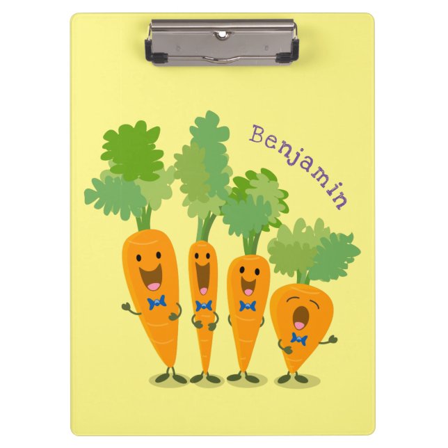Cute singing carrot quartet cartoon illustration clipboard (Front)