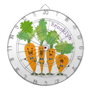 Cute singing carrot quartet cartoon illustration dartboard