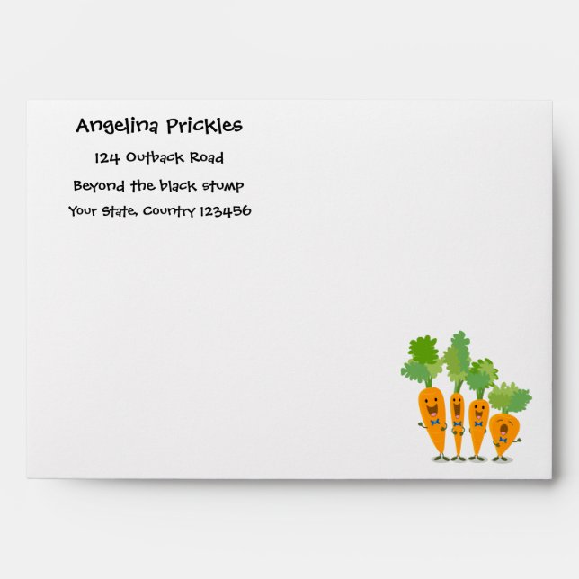 Cute singing carrot quartet cartoon illustration envelope (Front)