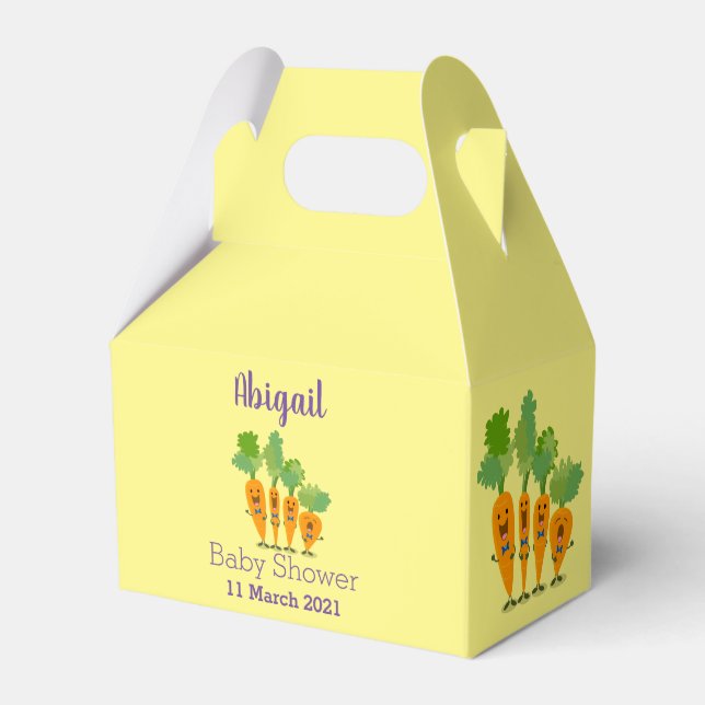 Cute singing carrot quartet cartoon illustration favor box (Front Side)