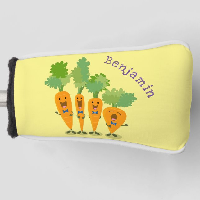 Cute singing carrot quartet cartoon illustration golf head cover (Front)