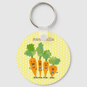 Cute singing carrot quartet cartoon illustration keychain