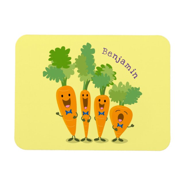 Cute singing carrot quartet cartoon illustration magnet (Horizontal)