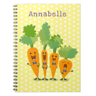 Cute singing carrot quartet cartoon illustration notebook