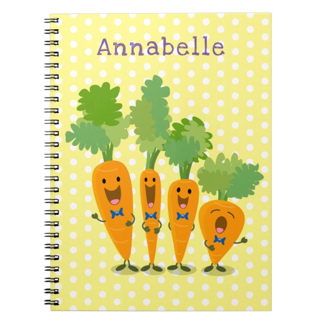 Cute singing carrot quartet cartoon illustration notebook (Front)