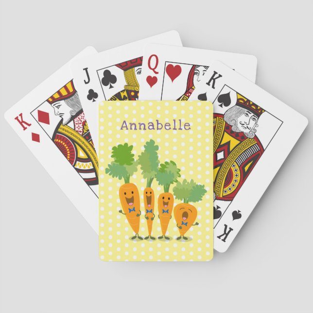 Cute singing carrot quartet cartoon illustration playing cards (Back)