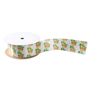 Cute singing carrot quartet cartoon illustration satin ribbon