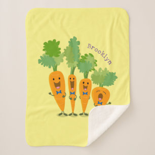 Cute singing carrot quartet cartoon illustration  sherpa blanket