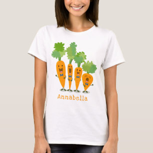 Cute singing carrot quartet cartoon illustration T-Shirt