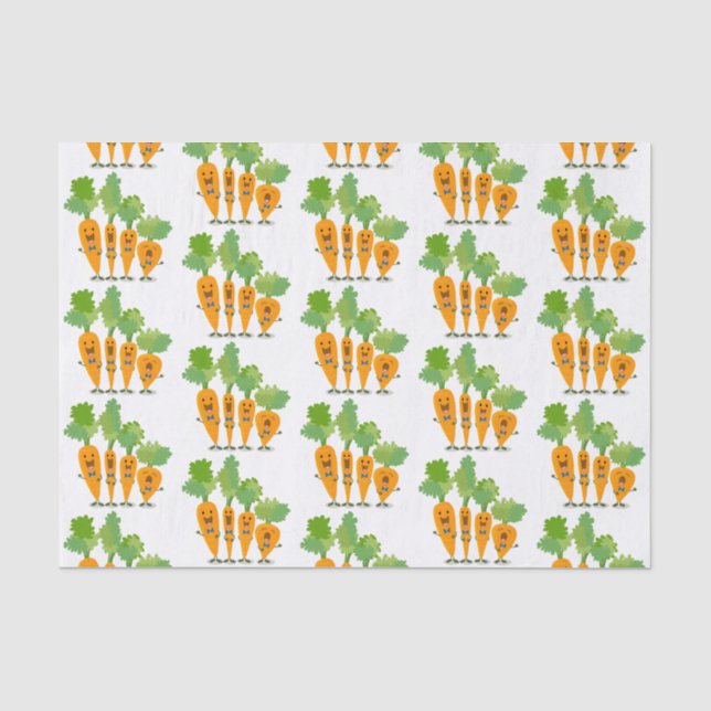 Cute singing carrot quartet cartoon illustration tissue paper (Front)