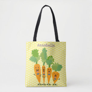 Cute singing carrot quartet cartoon illustration tote bag