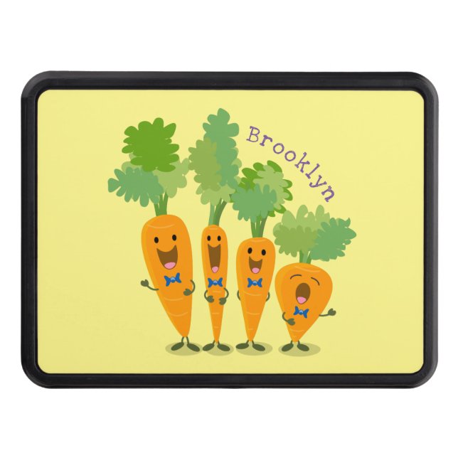 Cute singing carrot quartet cartoon illustration trailer hitch cover (Front)