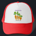 Cute singing carrot quartet cartoon illustration trucker hat<br><div class="desc">These 4 carrots are having sweet melodic fun as they sing! Drawn in cute cartoon illustration style.</div>