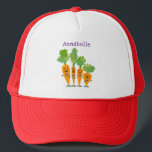 Cute singing carrot quartet cartoon illustration trucker hat<br><div class="desc">These 4 carrots are having sweet melodic fun as they sing! Drawn in cute cartoon illustration style.</div>