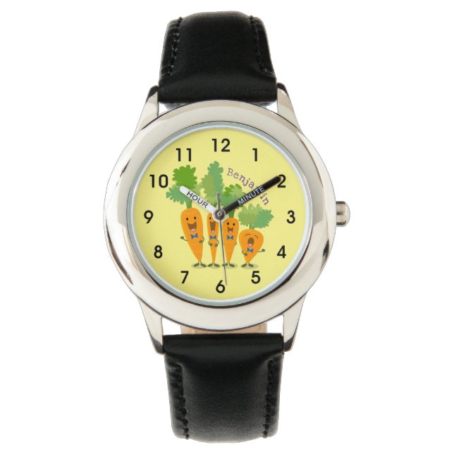 Cute singing carrot quartet cartoon illustration watch (Front)