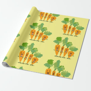 Cute singing carrot quartet cartoon illustration wrapping paper