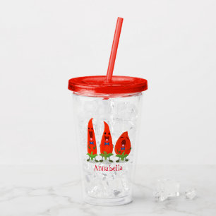 Cute singing chilli peppers cartoon illustration acrylic tumbler