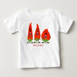 Cute singing chilli peppers cartoon illustration baby T-Shirt