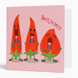 Cute singing chilli peppers cartoon illustration binder