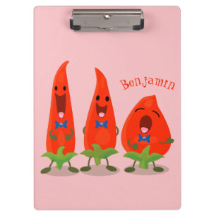 Cute singing chilli peppers cartoon illustration clipboard