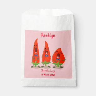 Cute singing chilli peppers cartoon illustration favour bag