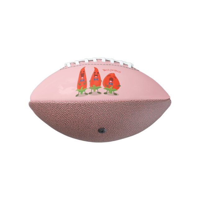 Cute singing chilli peppers cartoon illustration football (Rotated 270)