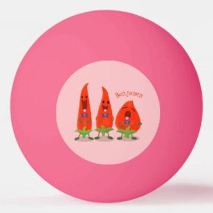 Cute singing chilli peppers cartoon illustration ping pong ball
