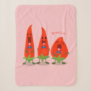 Cute singing chilli peppers cartoon illustration sherpa blanket