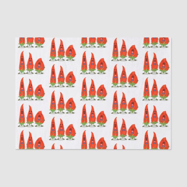 Cute singing chilli peppers cartoon illustration tissue paper (Front)