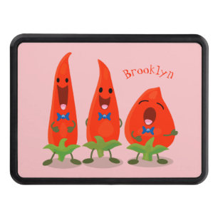 Cute singing chilli peppers cartoon illustration trailer hitch cover