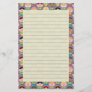 Cute Singing Choir Purple Lined Stationery