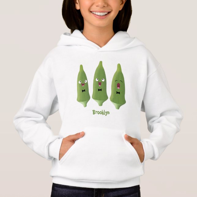 Cute singing okra vegetable cartoon (Front)