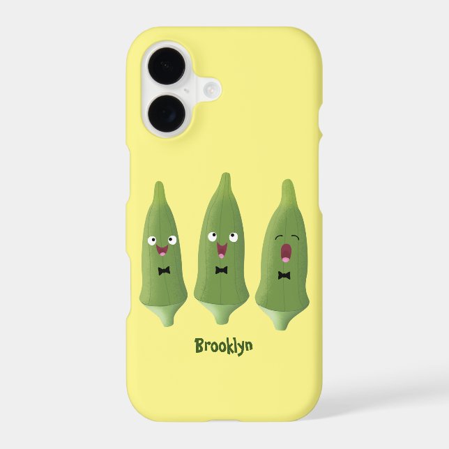 Cute singing okra vegetable cartoon  (Back)