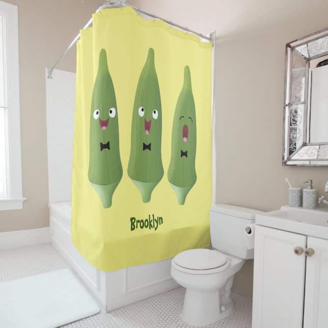 Cute singing okra vegetable cartoon  (In Situ)