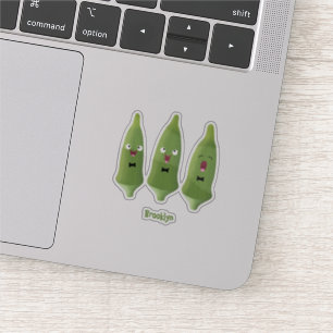 Cute singing okra vegetable cartoon