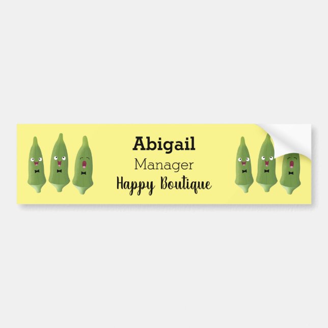 Cute singing okra vegetable cartoon bumper sticker (Front)