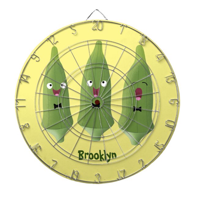 Cute singing okra vegetable cartoon dartboard (Front)