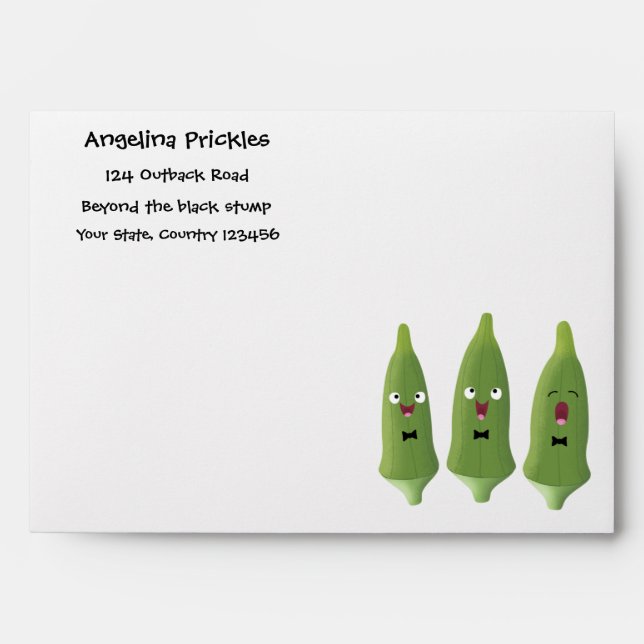 Cute singing okra vegetable cartoon envelope (Front)