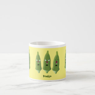 Cute singing okra vegetable cartoon espresso cup