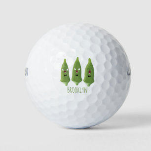 Cute singing okra vegetable cartoon golf balls