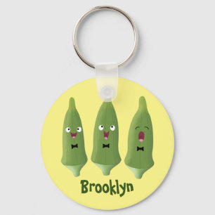 Cute singing okra vegetable cartoon keychain