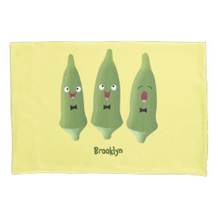Cute singing okra vegetable cartoon pillowcase