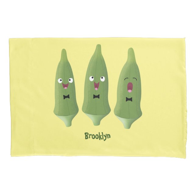 Cute singing okra vegetable cartoon pillowcase (Front)