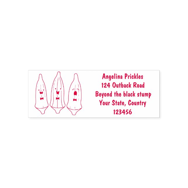 Cute singing okra vegetable cartoon self-inking stamp (Design)