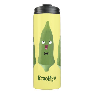 Cute singing okra vegetable cartoon thermal tumbler