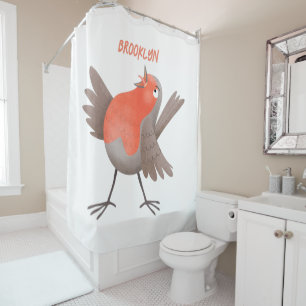 Cute singing robin bird cartoon