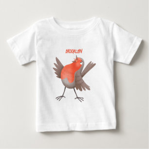 Cute singing robin bird cartoon baby T-Shirt