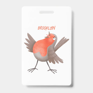 Cute singing robin bird cartoon badge