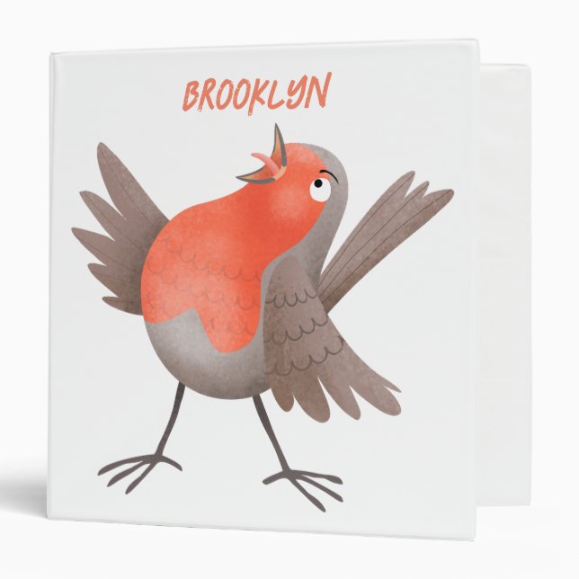 Cute singing robin bird cartoon binder (Front/Inside)